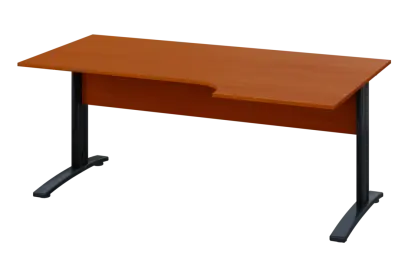 ERK 18 - 186 stůl kancelářský, rohový, pravý, kovová podnož černá, deska 18 mm, široký 1800 mm, třešeň šumavská